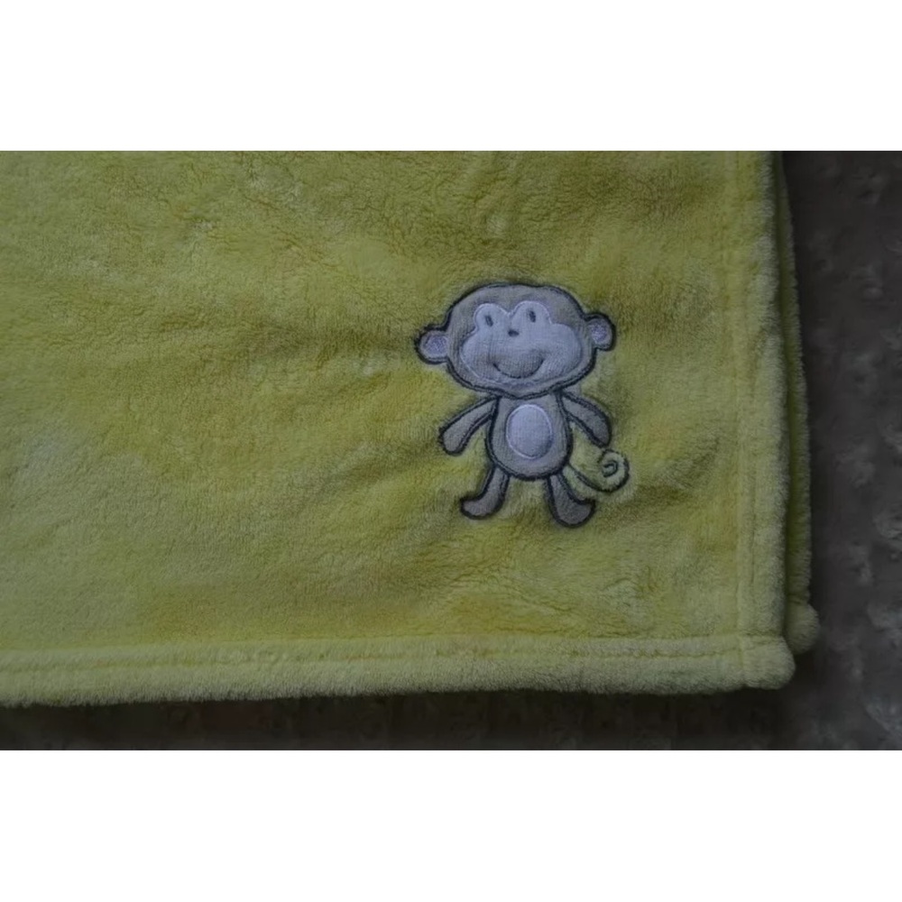 Circo Monkey Baby Blanket Yellow Gray Soft Plush Security Lovey
